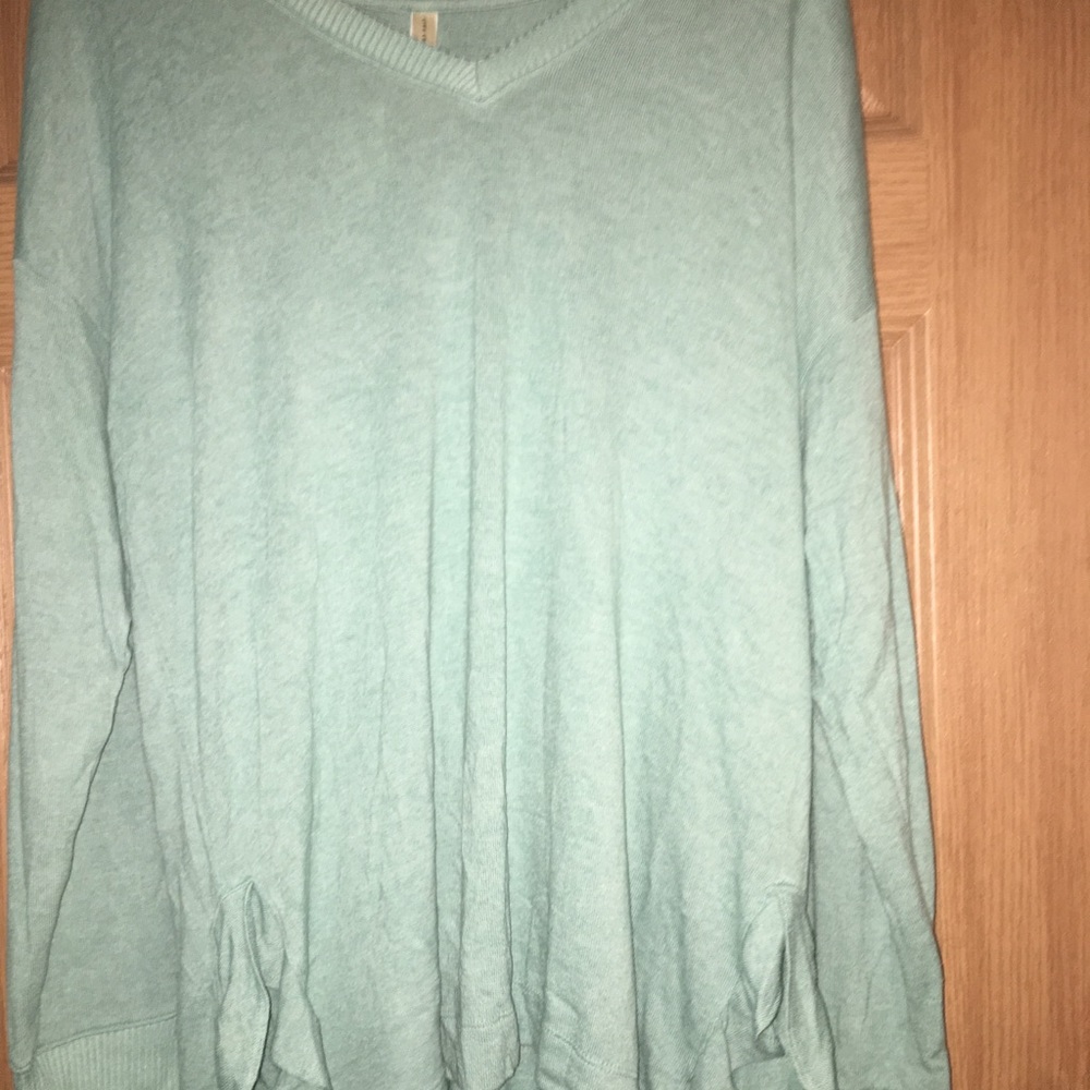 Aeropostale sea green sweater with ruffles